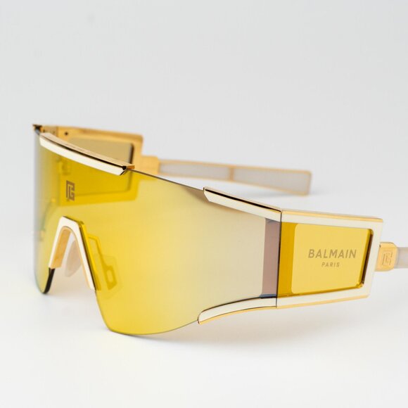 Balmain Men Sunglasses Titanium Gold Bronze Mirror Mask FLECHE BPS-138B-141 - Picture 10 of 14